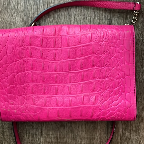 Kate Spade Hot Pink Croc Embossed Leather Crossbody Bag, Imperfect - Picture 7 of 9